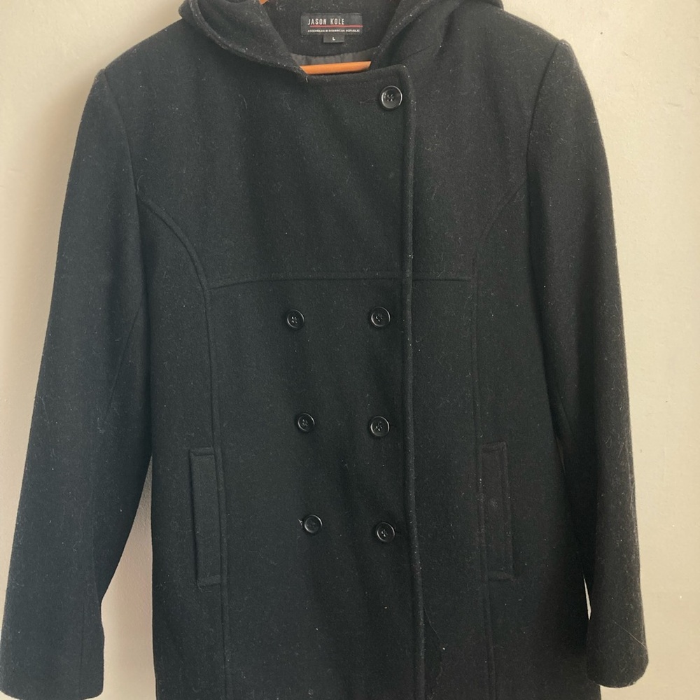 Jason Kole Black Wool Blend Coat
